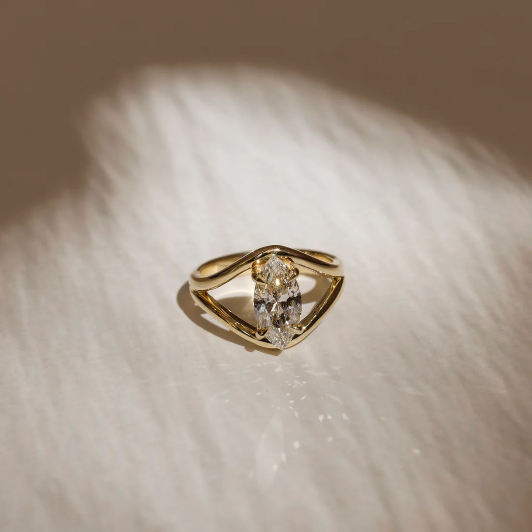 2.0CT Marquise Cut Lab Grown Diamond Split Shank Engagement Ring