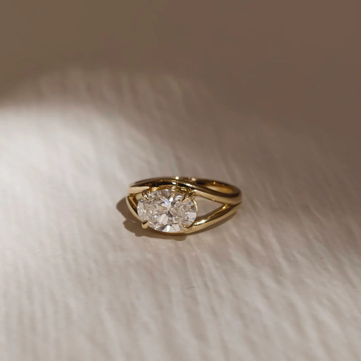 2.0CT Oval East West Cut E/Vs2 Lab Grown Diamond Split Shank Engagement Ring