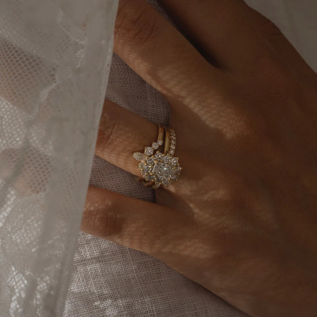 1.0CT Radiant Cut Lab Grown Diamond Halo Cathedral Engagement Ring