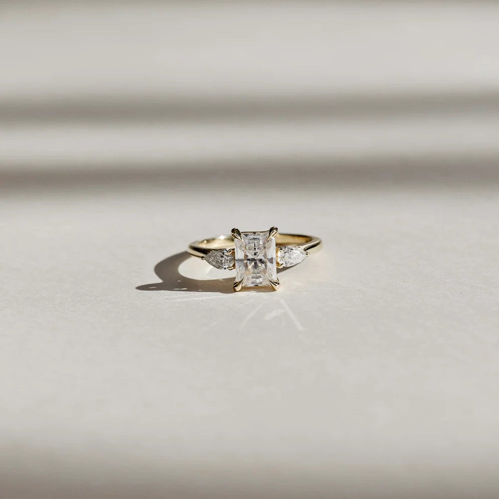 2.0CT Radiant Cut E/VS1 Lab Grown Diamond Three Stone Engagement Rings