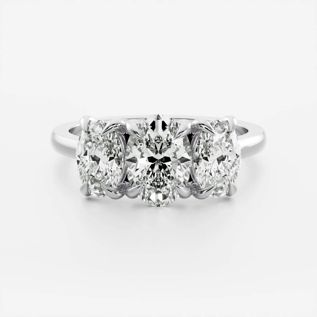 1.50CT Oval Cut Lab Grown Diamond Three Stones Engagement Ring