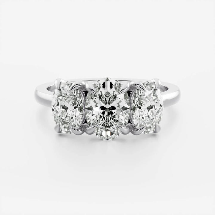 1.50CT Oval Cut Lab Grown Diamond Three Stones Engagement Ring