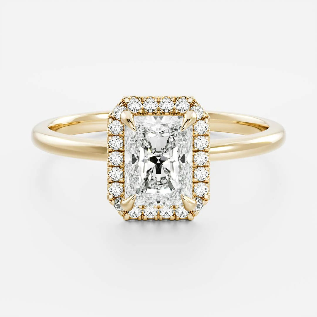 2.0CT Radiant Cut Lab Grown Diamond Halo Solitaire Engagement Ring