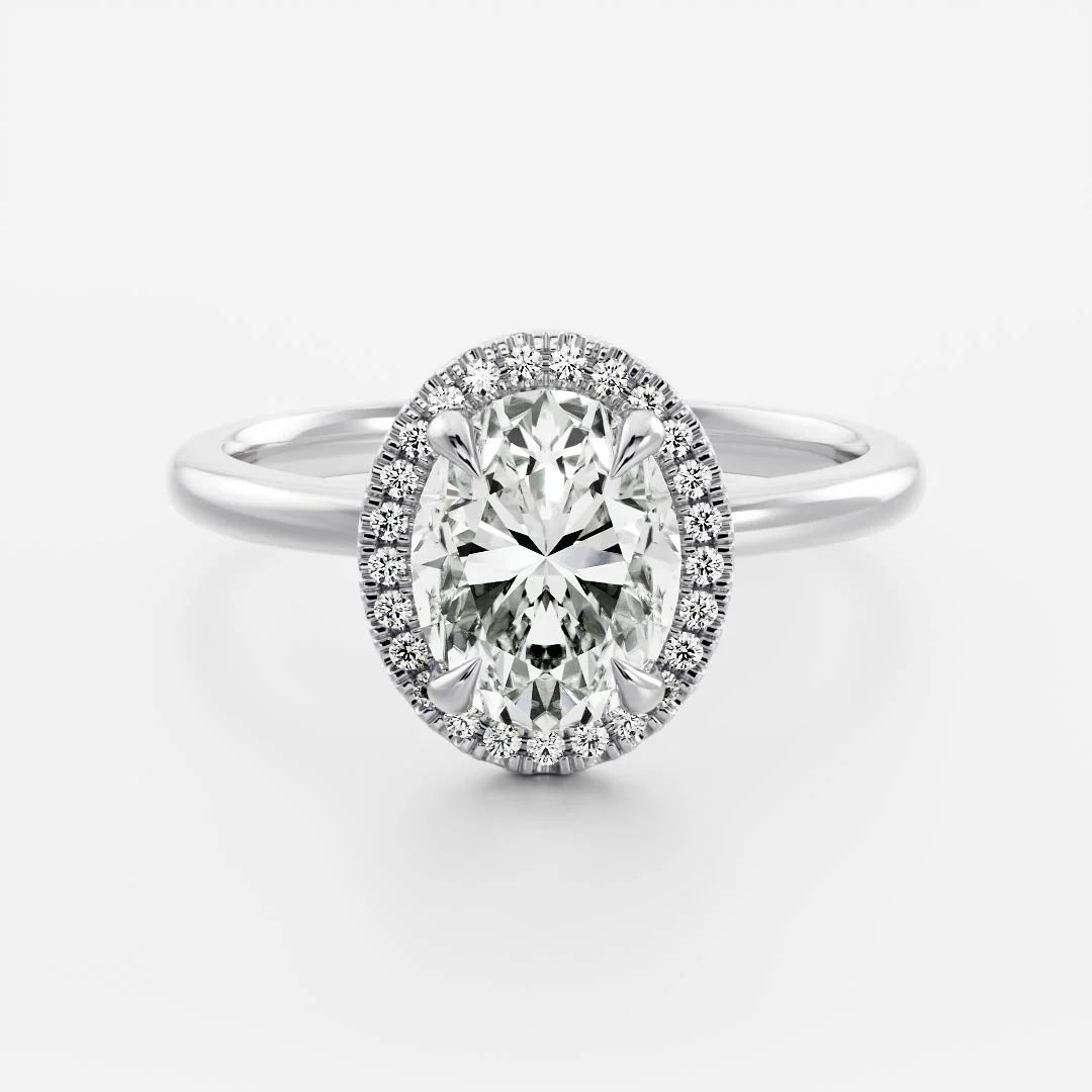 2.0CT Oval Cut Lab Grown Diamond Halo Solitaire Engagement Ring