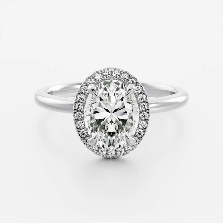 2.0CT Oval Cut Lab Grown Diamond Halo Solitaire Engagement Ring