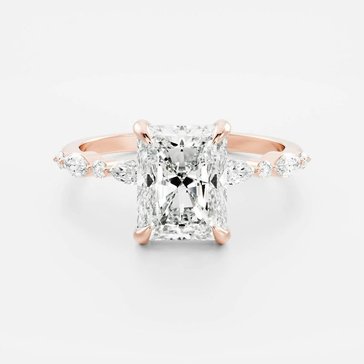 3.50CT Radiant Cut Lab Grown Diamond Pave Engagement Ring