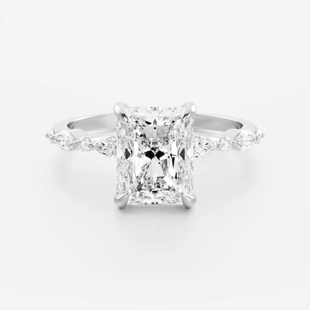 3.50CT Radiant Cut Lab Grown Diamond Pave Engagement Ring