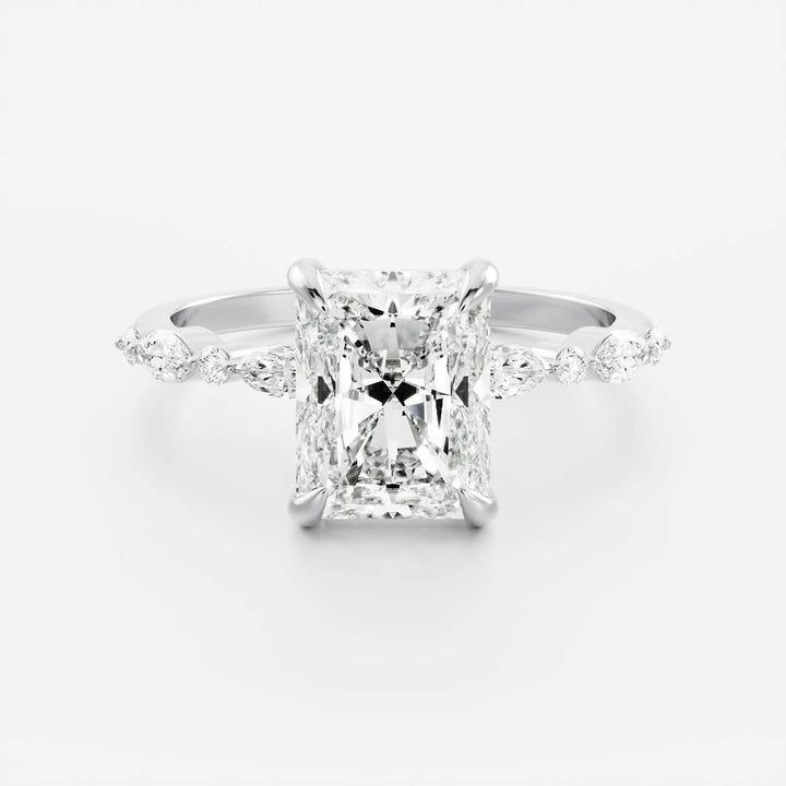 3.50CT Radiant Cut Lab Grown Diamond Pave Engagement Ring