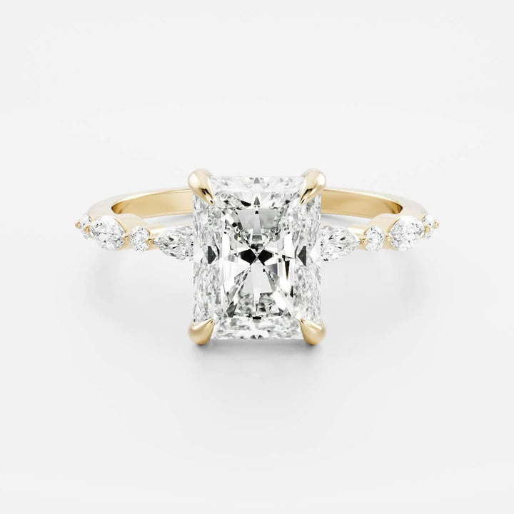 3.50CT Radiant Cut Lab Grown Diamond Pave Engagement Ring