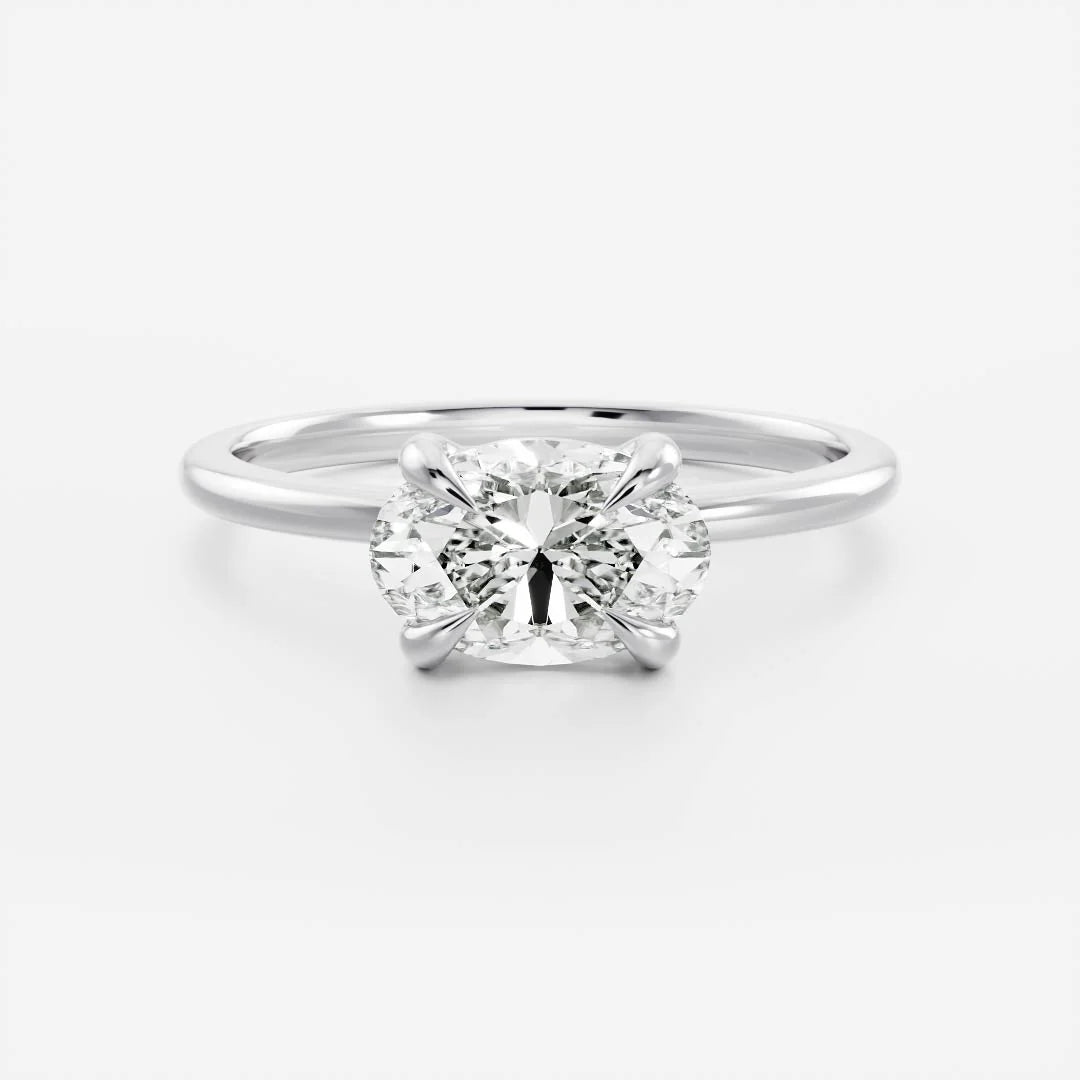 1.50CT East West Oval Cut Lab Grown Diamond Solitaire Engagement Ring