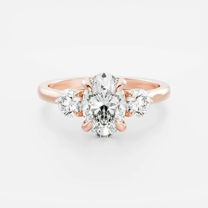 2.0CT Oval Cut Lab Grown Diamond Three Stone Engagement Ring
