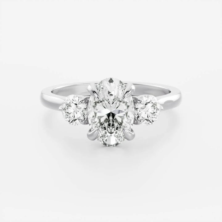 2.0CT Oval Cut Lab Grown Diamond Three Stone Engagement Ring