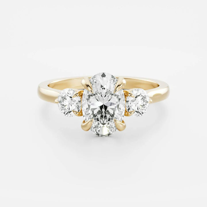 2.0CT Oval Cut Lab Grown Diamond Three Stone Engagement Ring