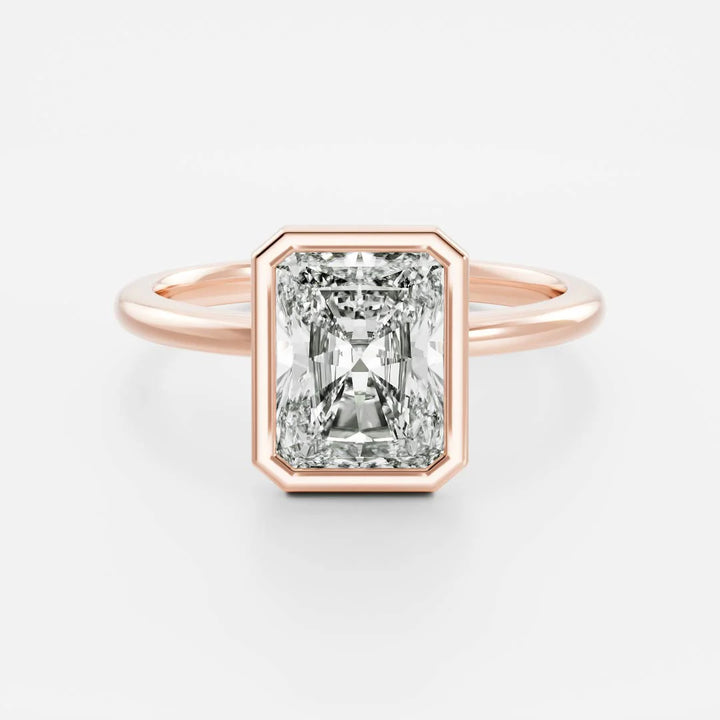 2.0CT Bezel Set Radiant Cut Lab Grown Diamond Solitaire Engagement Ring