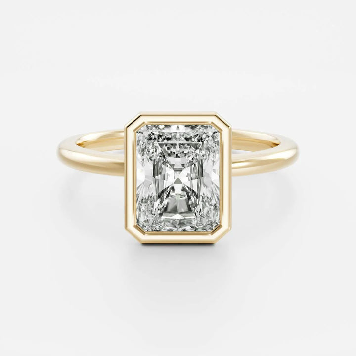 2.0CT Bezel Set Radiant Cut Lab Grown Diamond Solitaire Engagement Ring