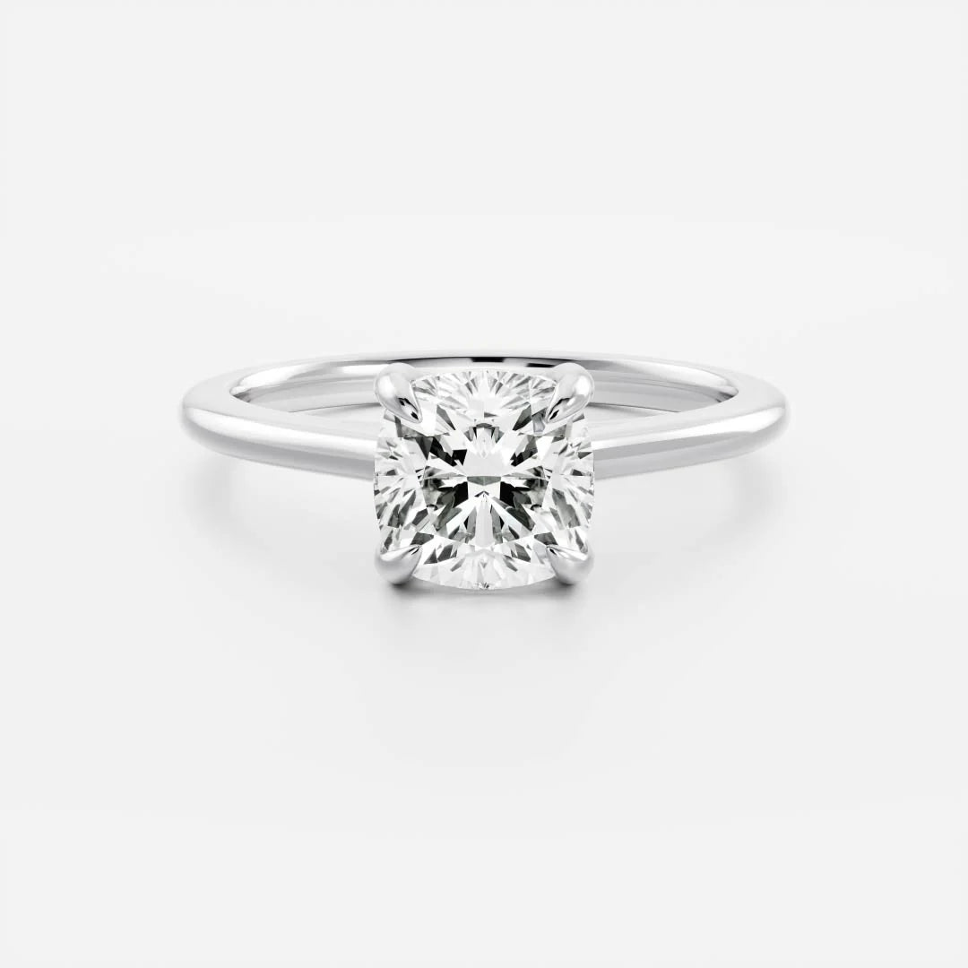 1.0CT Cushion Cut Lab Grown Diamond Solitaire Engagement Ring