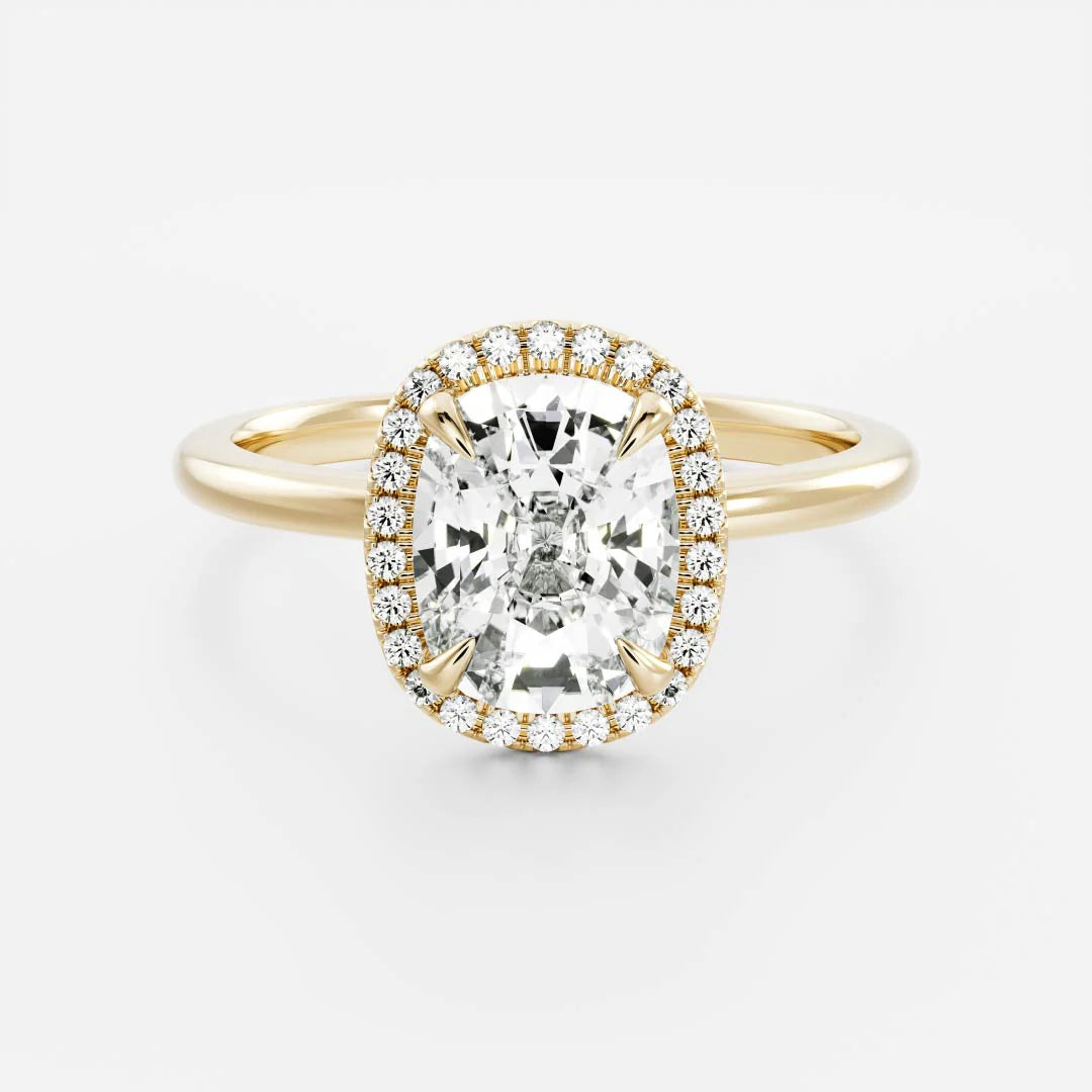 1.50CT Elongated Cushion Cut Lab Grown Diamond Halo Solitaire Engagement Ring