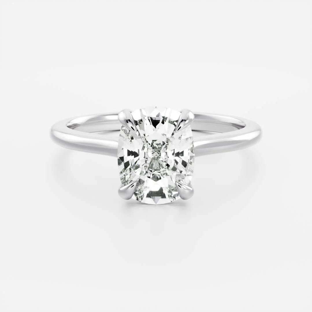 2.50CT Elongated Cushion Cut Lab Grown Diamond Cathedral Engagement Ring