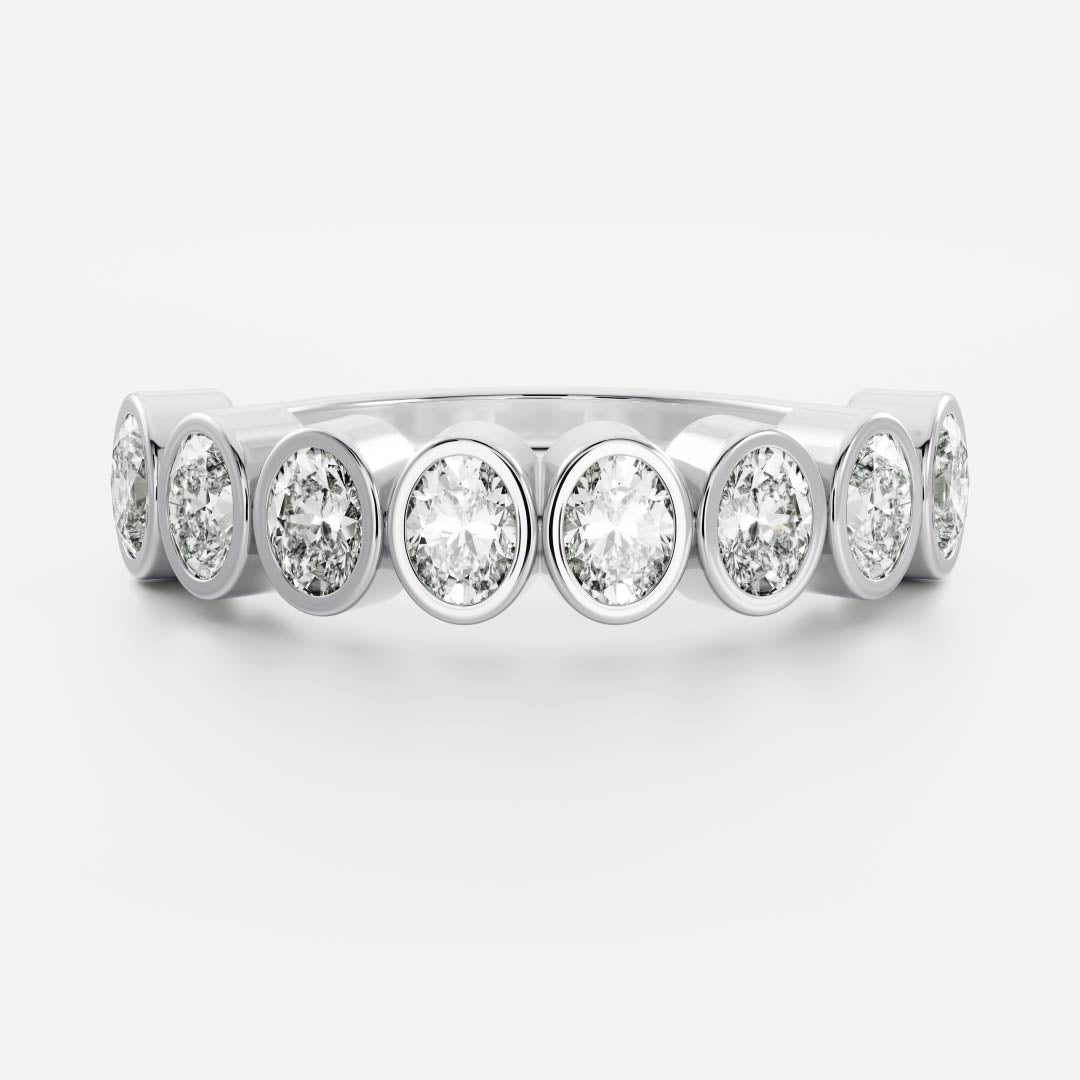 Bezel Set Oval E/VS1 CVD Diamond Wedding Band