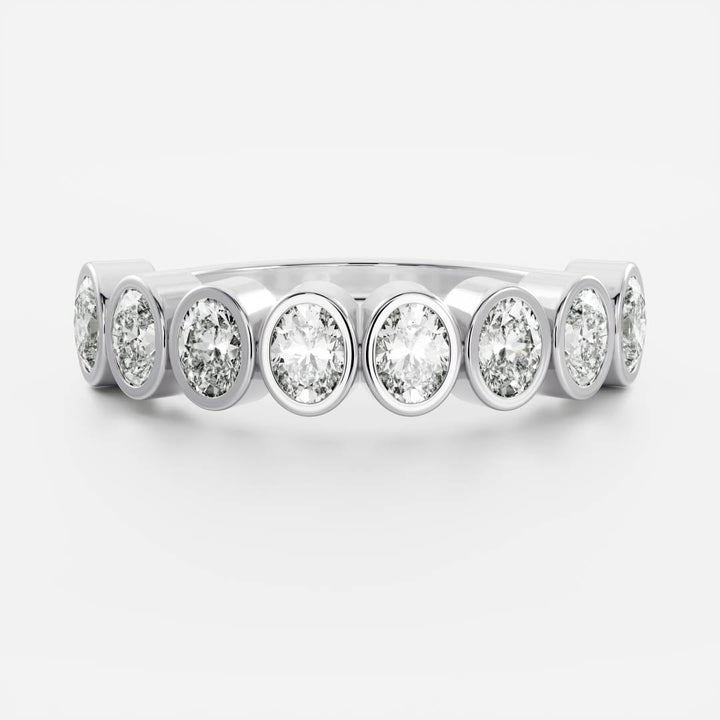 Bezel Set Oval E/VS1 CVD Diamond Wedding Band