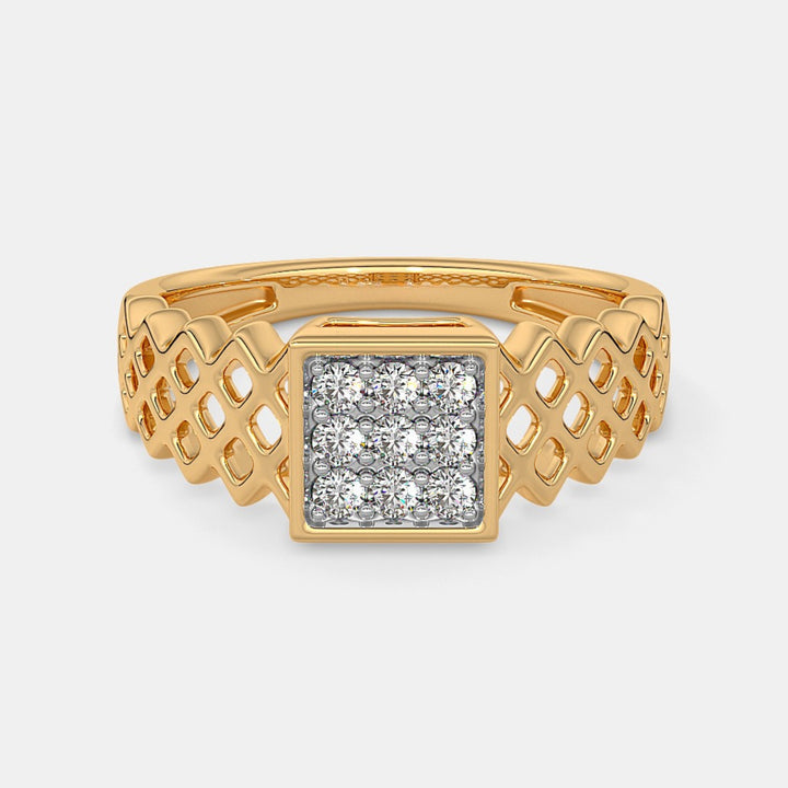 14K Yellow Gold Round Lab Grown Diamond Men's Wedding Ring