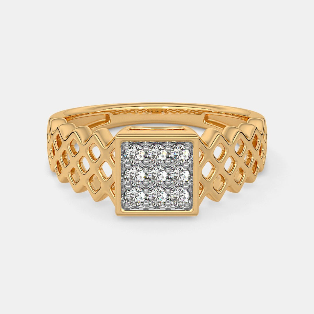 14K Yellow Gold Round Lab Grown Diamond Men's Wedding Ring
