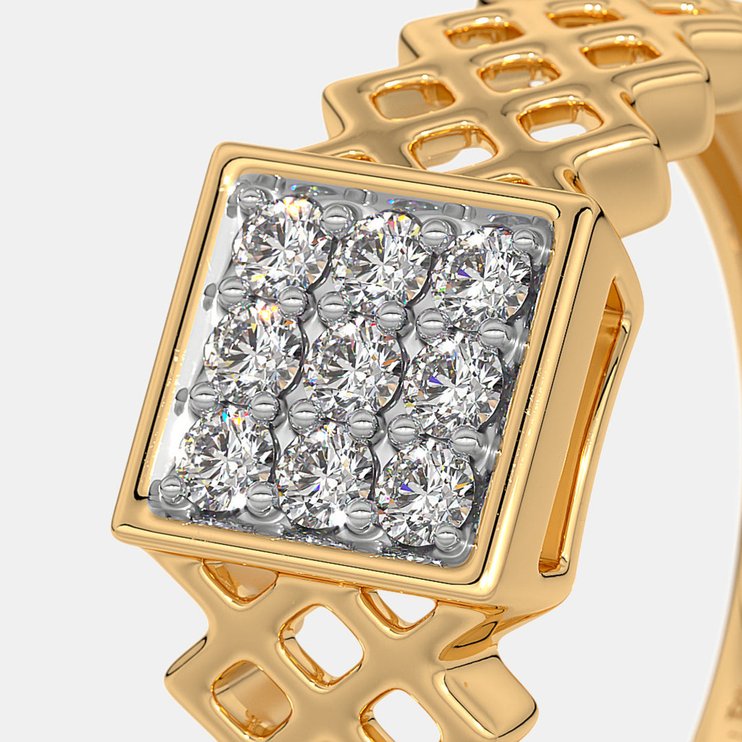 14K Yellow Gold Round Lab Grown Diamond Men's Wedding Ring