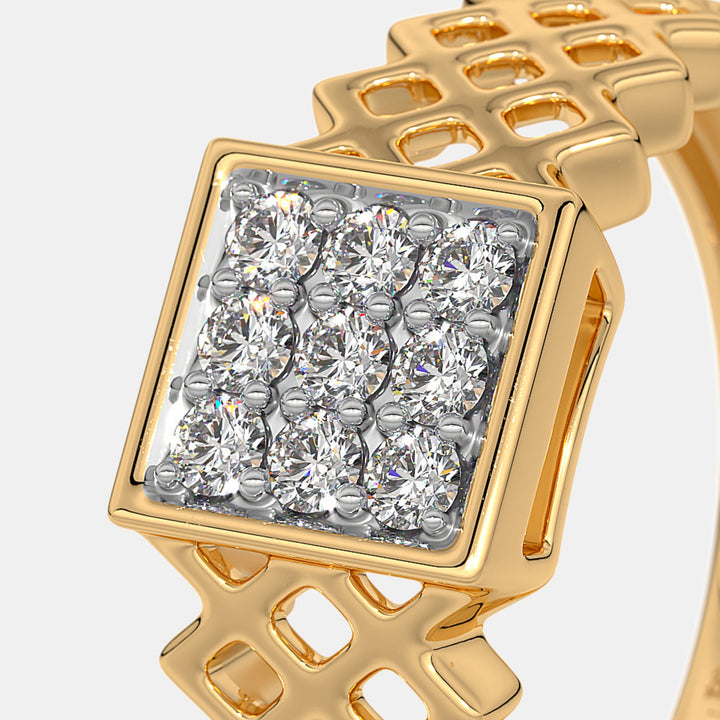 14K Yellow Gold Round Lab Grown Diamond Men's Wedding Ring