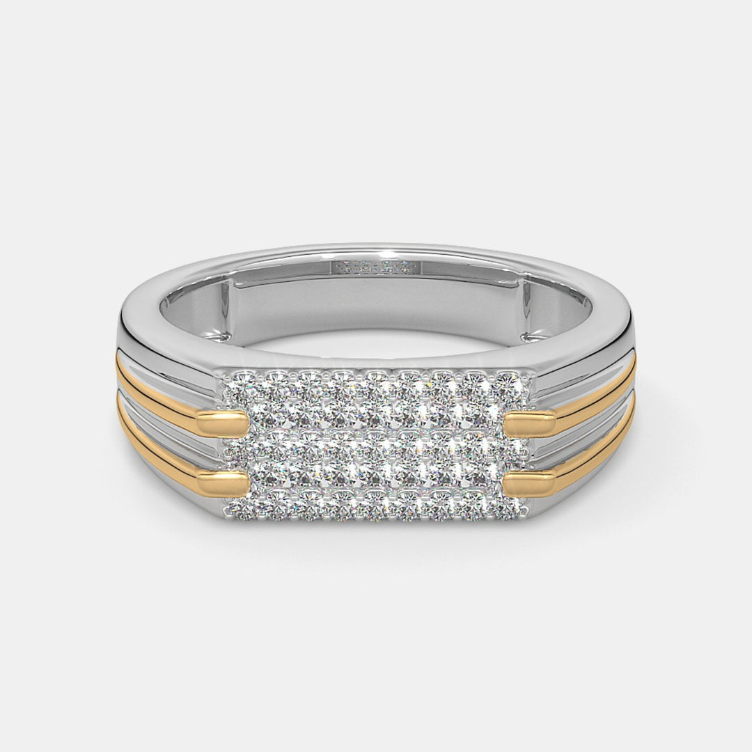 Round Lab Grown Diamond Two Tone Men's Wedding Ring
