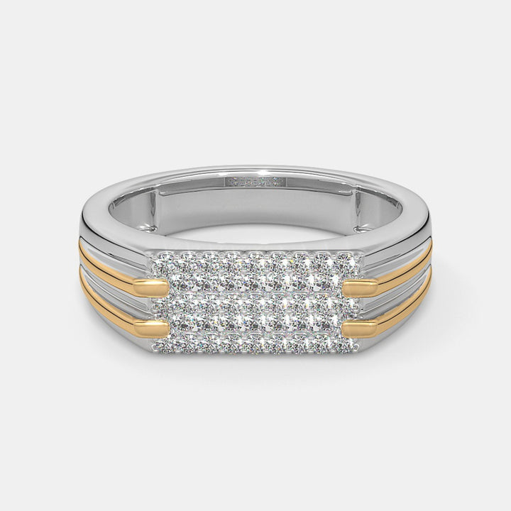 Round Lab Grown Diamond Two Tone Men's Wedding Ring