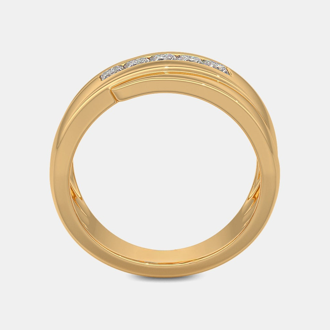 14K Yellow Gold Princess Lab Grown Diamond Men's Ring