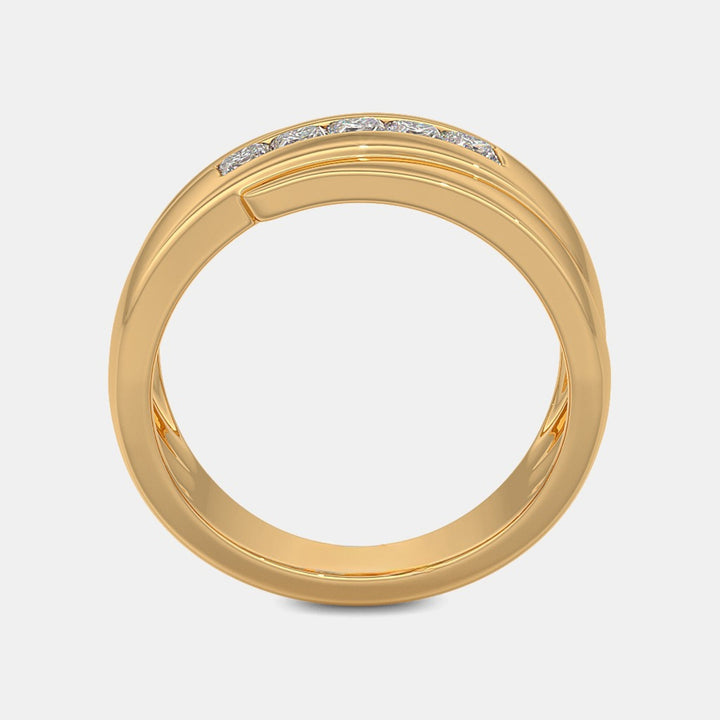14K Yellow Gold Princess Lab Grown Diamond Men's Ring