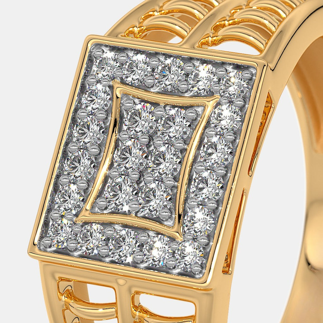 Round Lab Grown Diamond 14K Yellow Gold Men's Ring