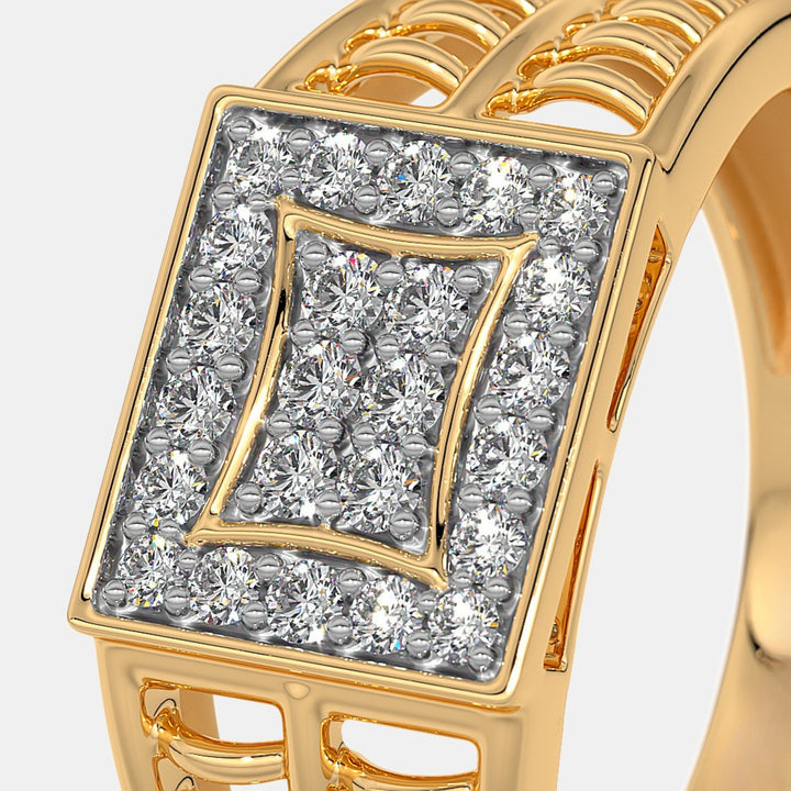 Round Lab Grown Diamond 14K Yellow Gold Men's Ring