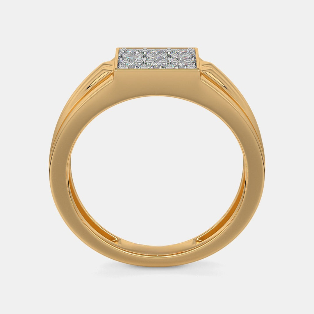 Solid Yellow Gold Round Lab Grown Diamond Men's Ring