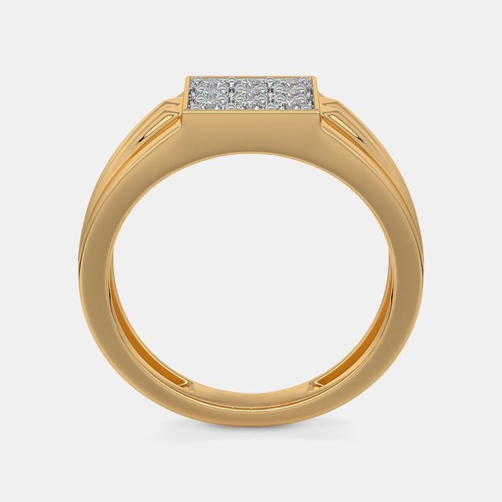 Solid Yellow Gold Round Lab Grown Diamond Men's Ring