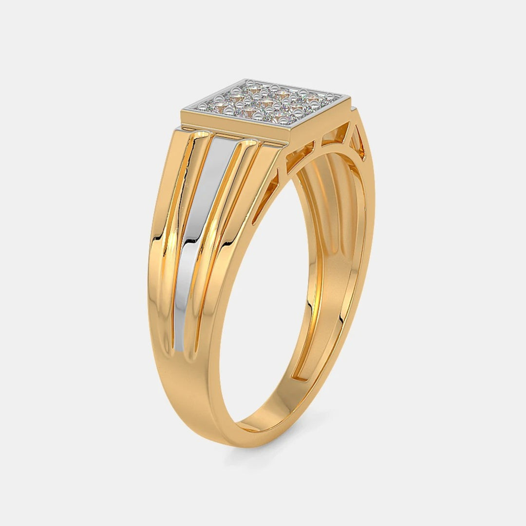Round Lab Grown Diamond Two Tone Men's Ring
