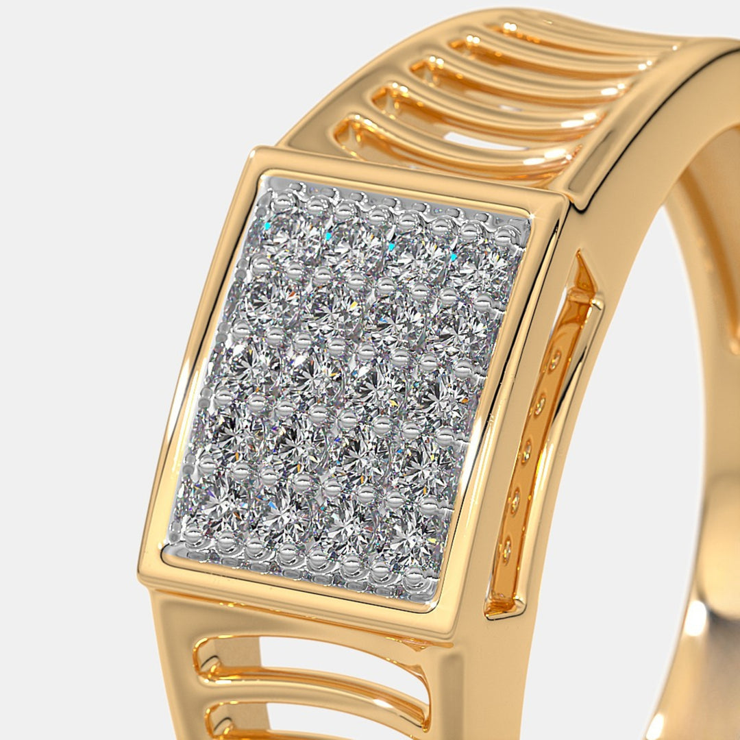 Round Lab Grown Diamond 14K Yellow Gold Men's Wedding Ring