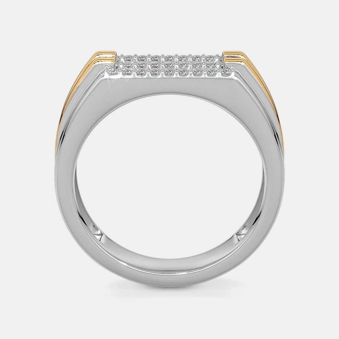 Round Lab Grown Diamond Two Tone Men's Wedding Ring