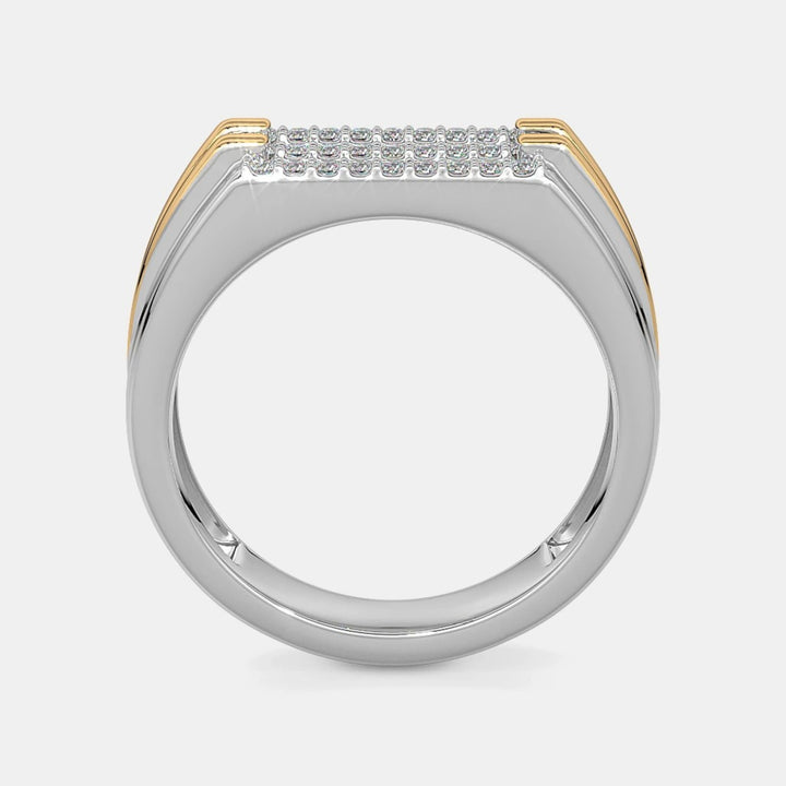 Round Lab Grown Diamond Two Tone Men's Wedding Ring