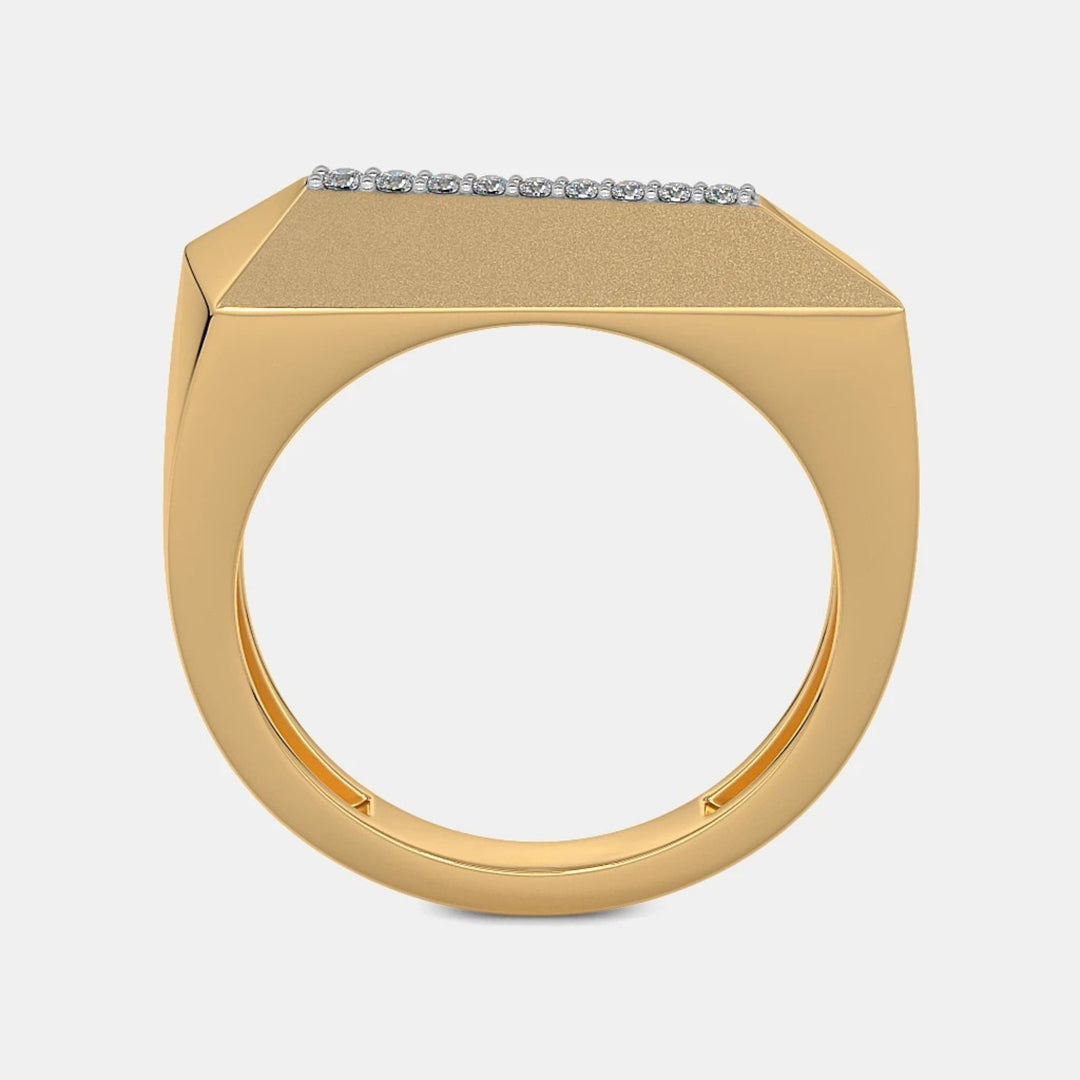 14K Yellow Gold Round Lab Grown Diamond Unique Men's Ring