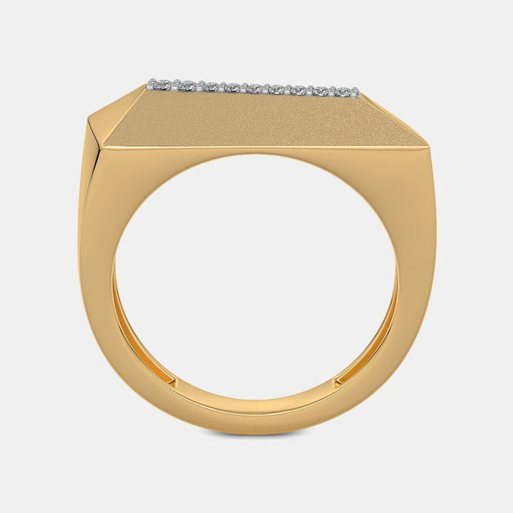 14K Yellow Gold Round Lab Grown Diamond Unique Men's Ring