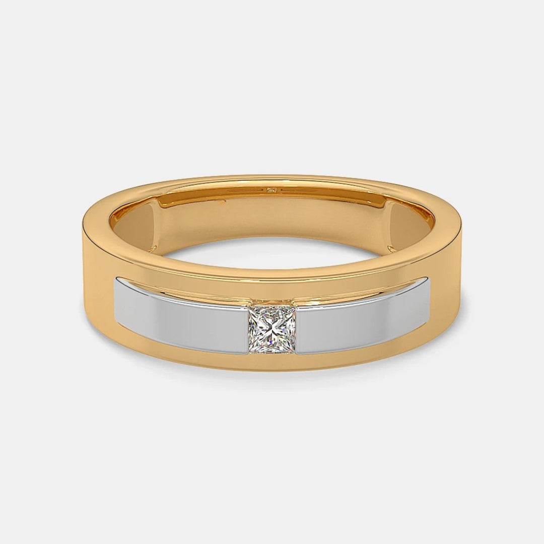 Princess Lab Grown Diamond Two Tone Men's Wedding Ring