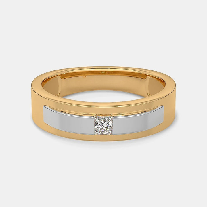 Princess Lab Grown Diamond Two Tone Men's Wedding Ring