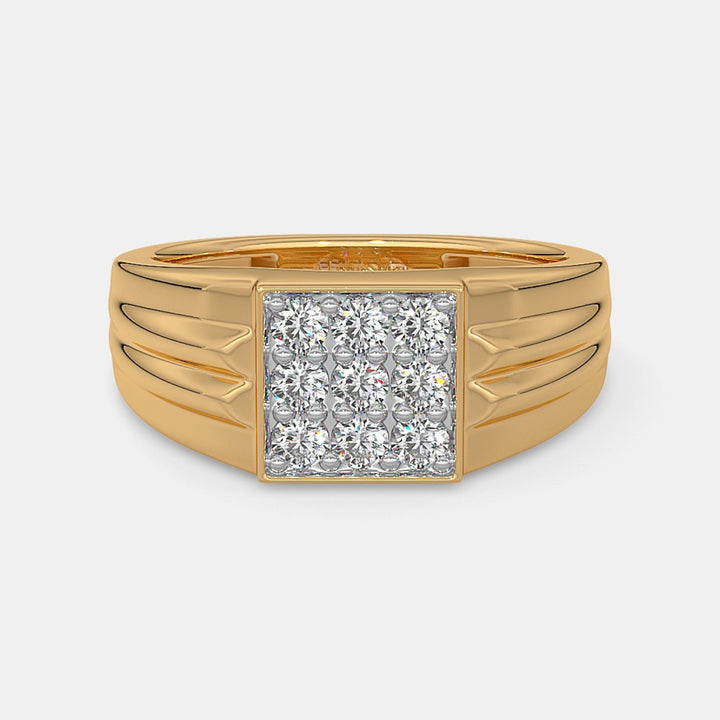 Solid Yellow Gold Round Lab Grown Diamond Men's Ring