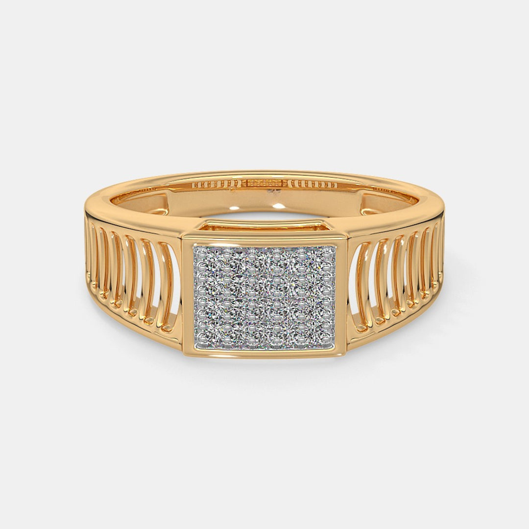 Round Lab Grown Diamond 14K Yellow Gold Men's Wedding Ring