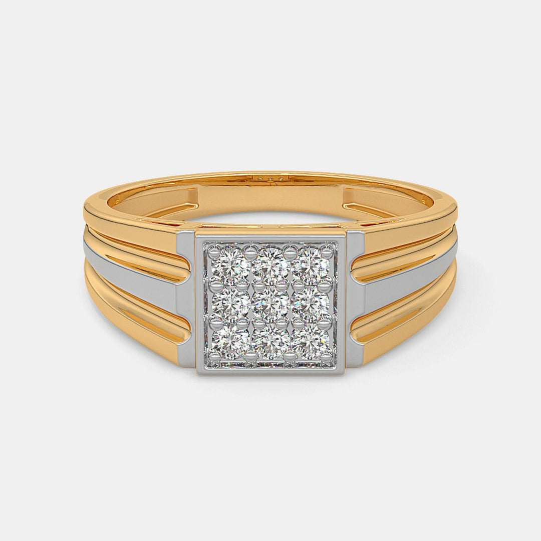 Round Lab Grown Diamond Two Tone Men's Ring