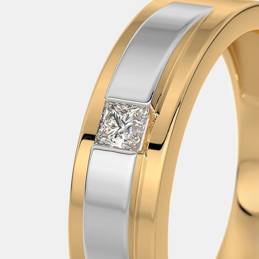 Princess Lab Grown Diamond Two Tone Men's Wedding Ring