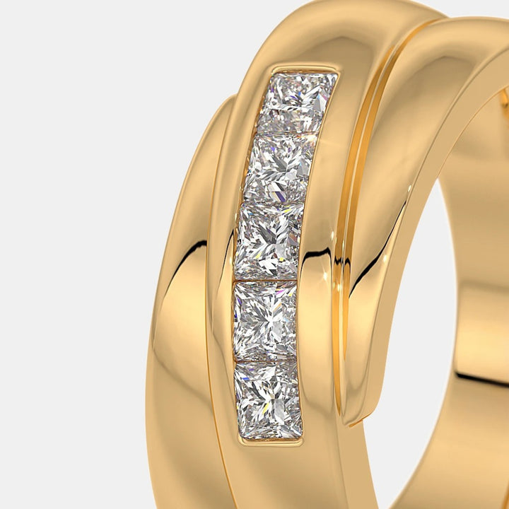 14K Yellow Gold Princess Lab Grown Diamond Men's Ring