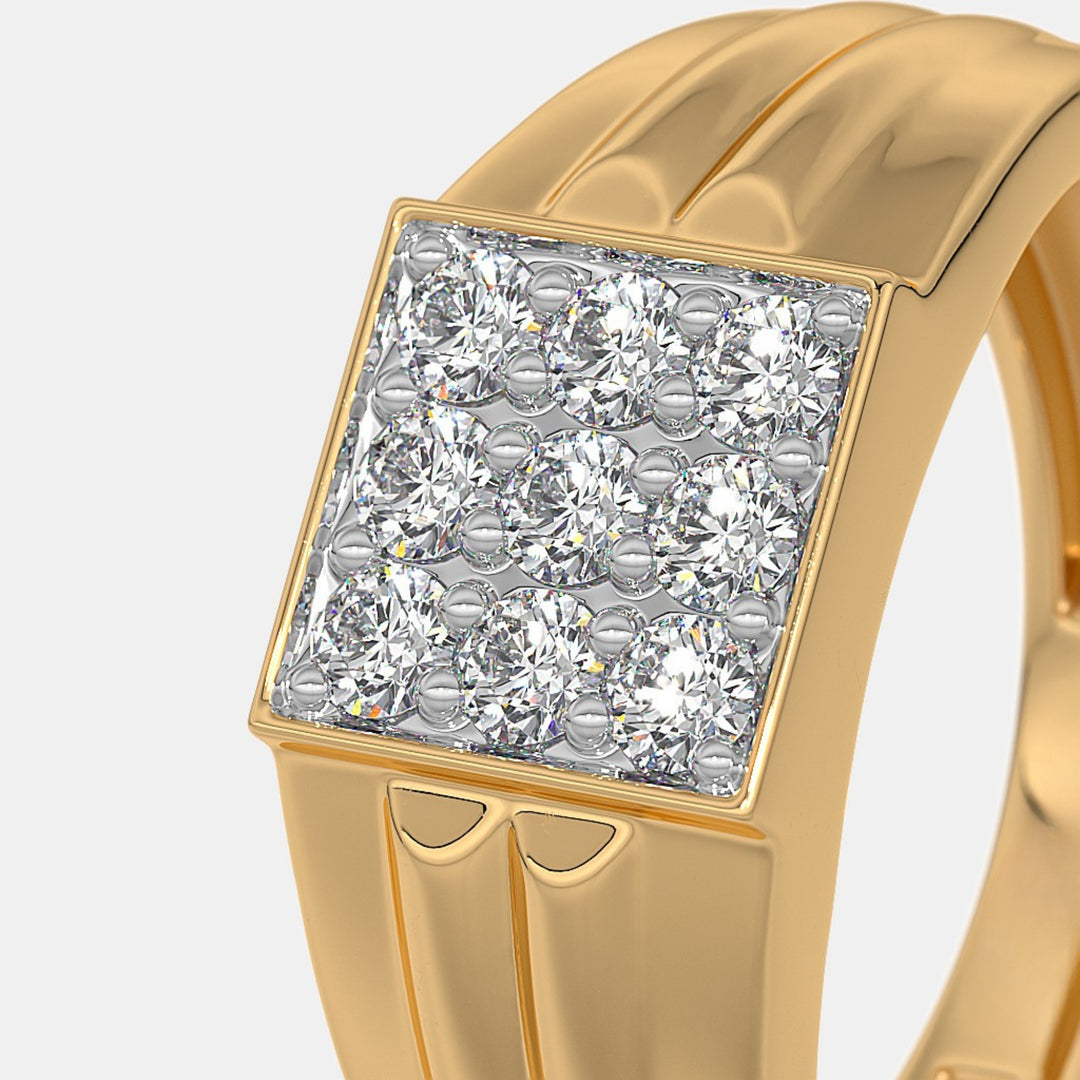 Solid Yellow Gold Round Lab Grown Diamond Men's Ring